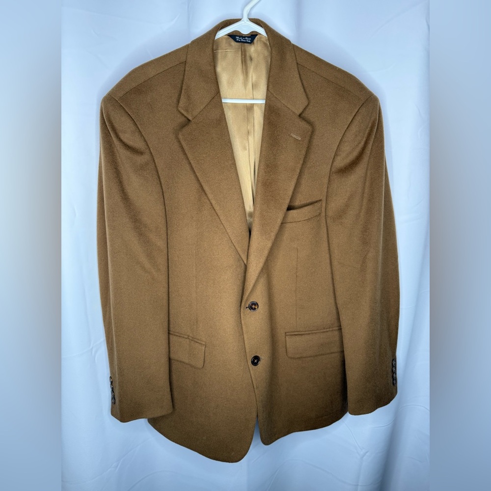 Haspel Blazer Sport Coat Jacket Mens 100% Cashmere Two Button Lined camel color